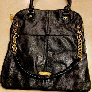 Black leather shoulder bag
